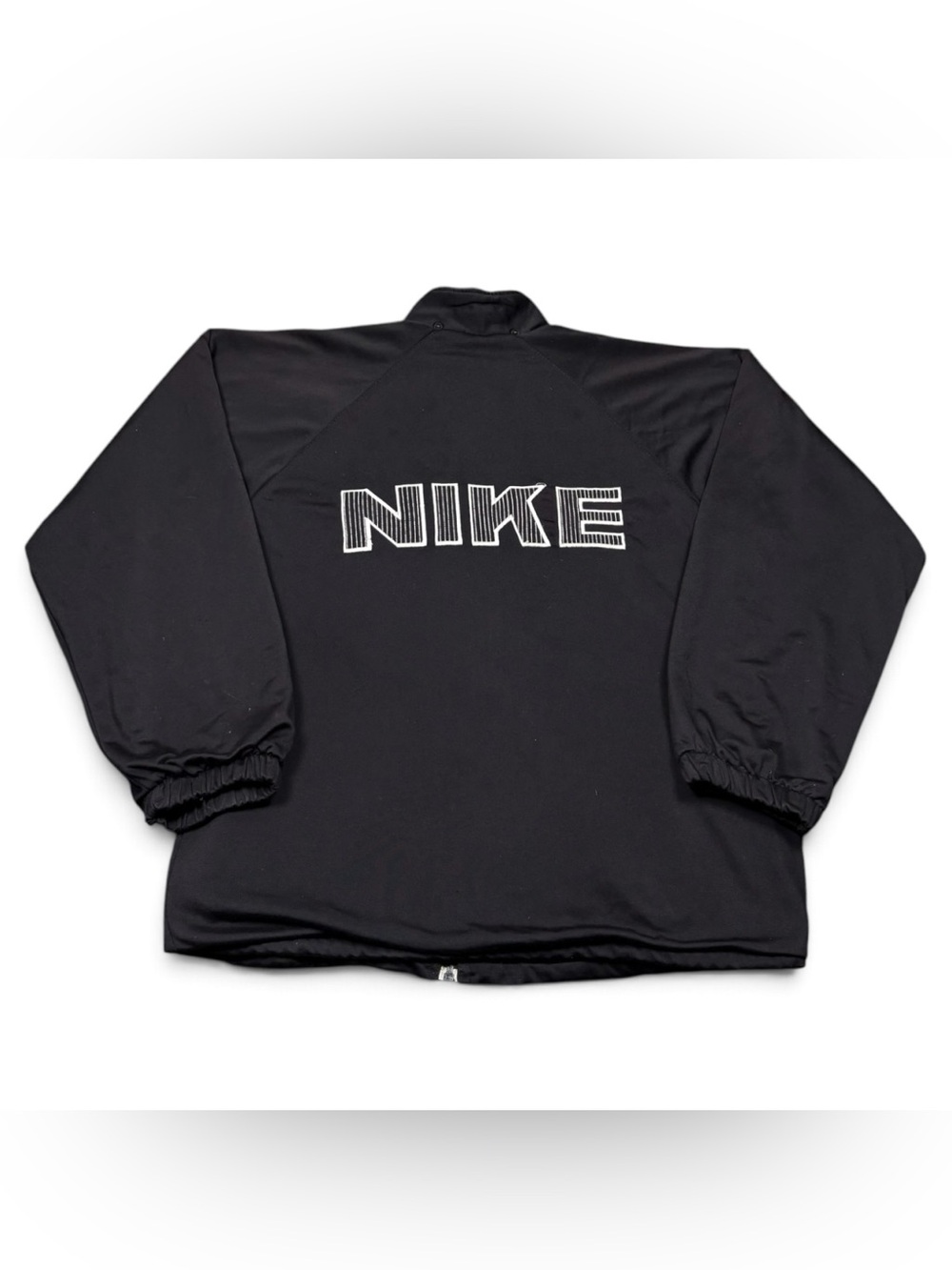 Vintage 90s Nike Spellout Swoosh Track Jacket Black White Size Men’s Large Rare